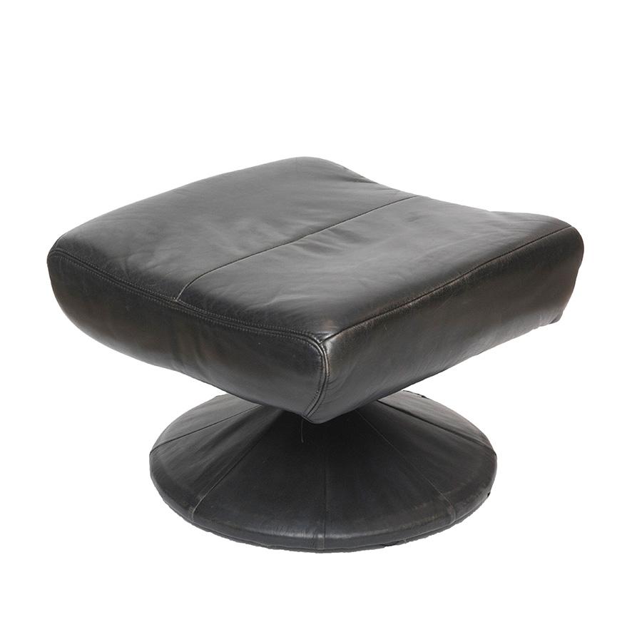 Zwart leren voetenbank/hocker