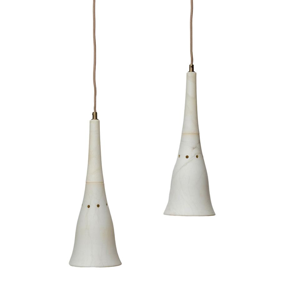 2 marmeren hanglampen