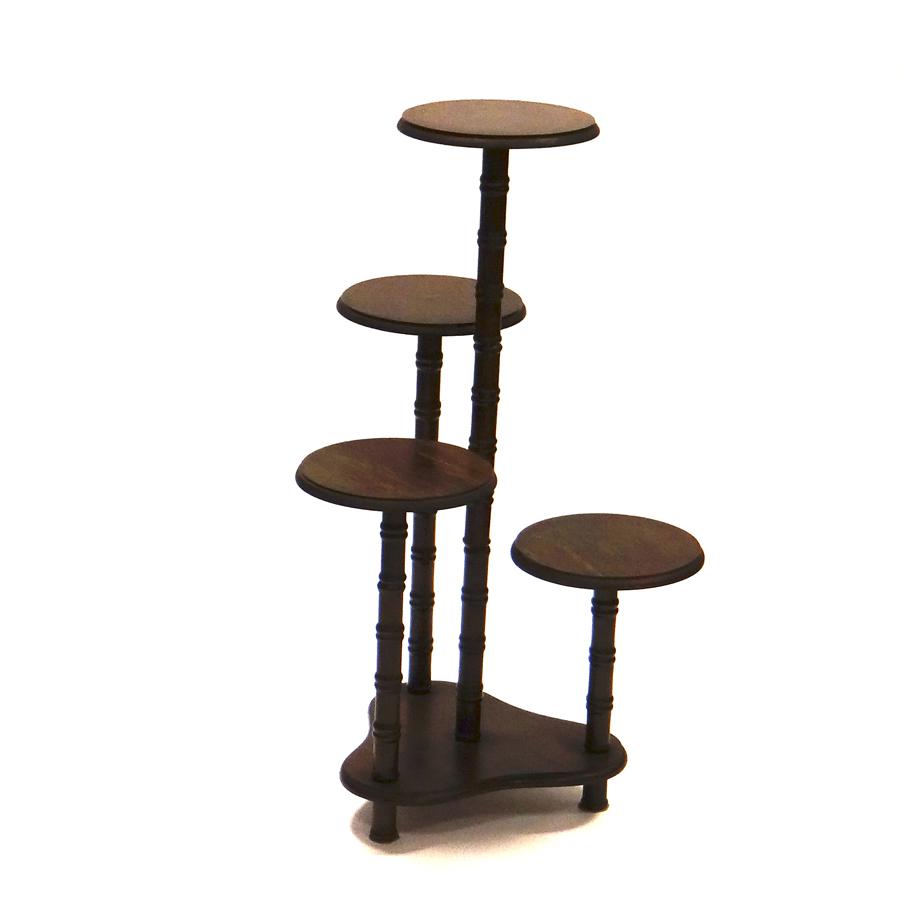 Antiek houten plantentafeltje met 4 plateaus