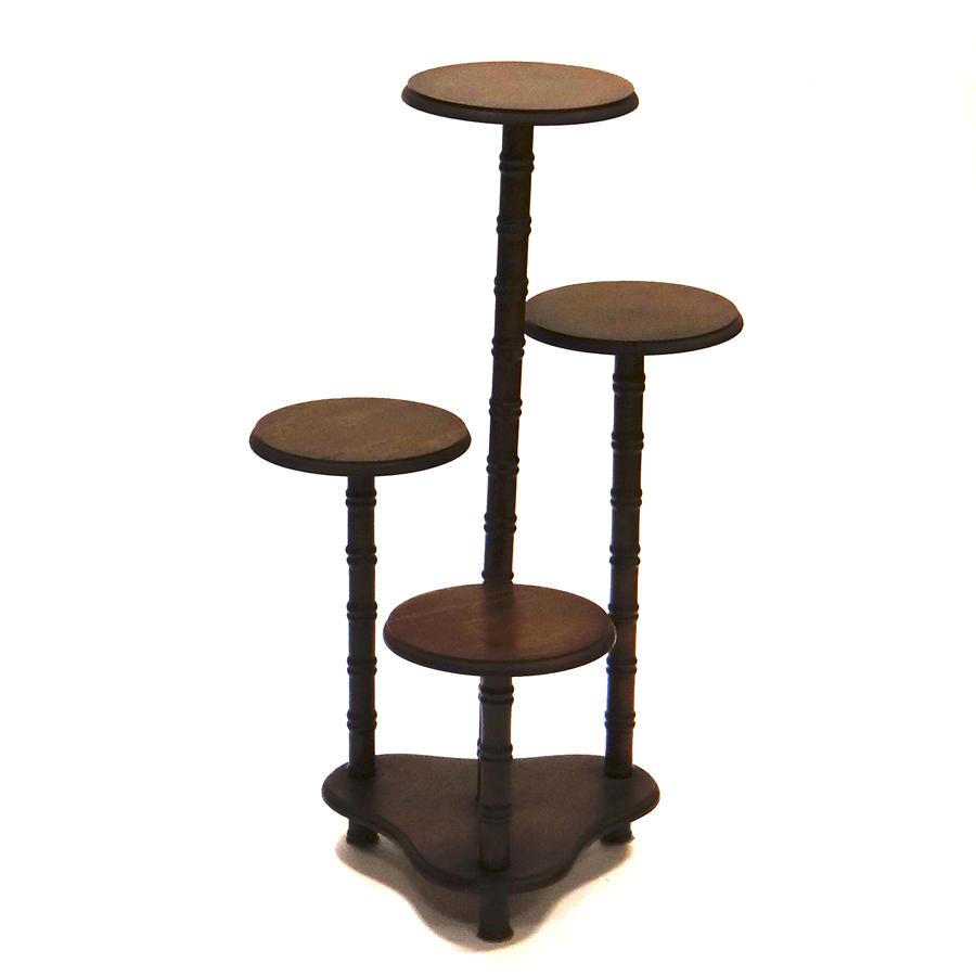 Antiek houten plantentafeltje met 4 plateaus