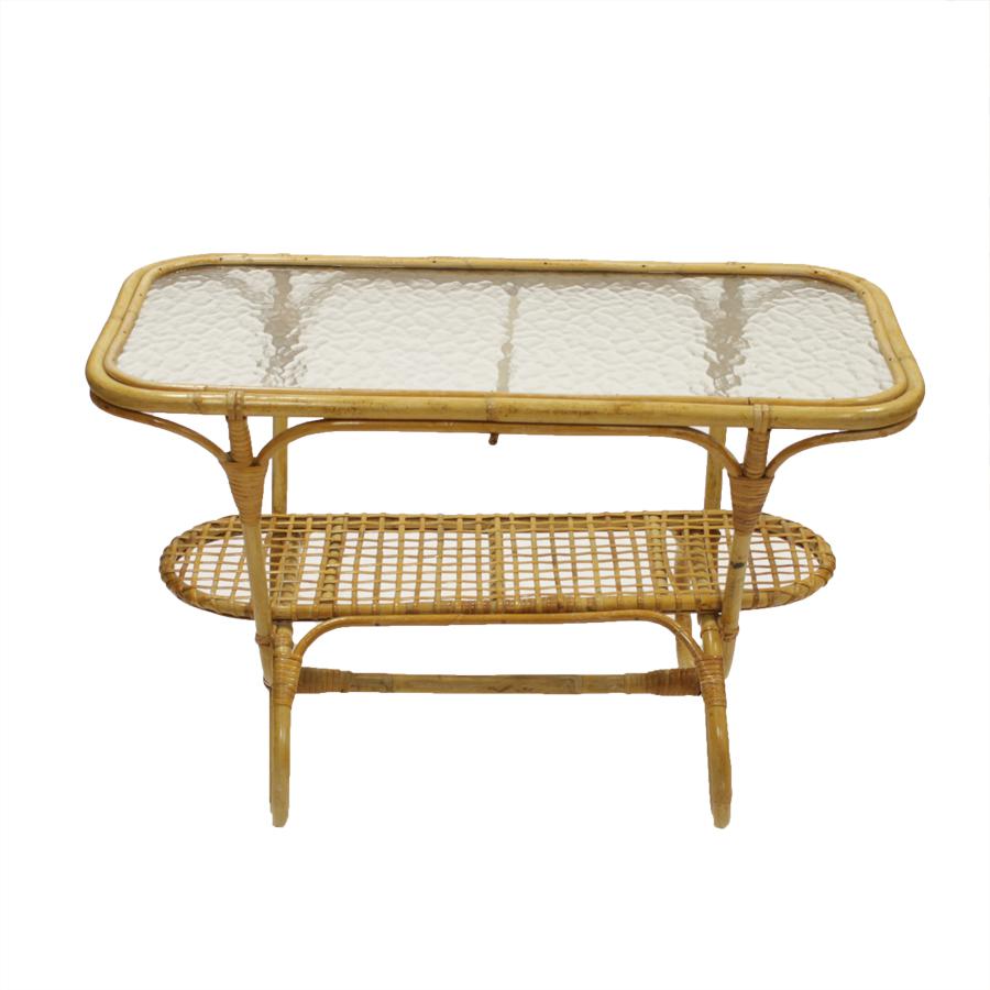 Jaren ’60 rotantafeltje met glasplaat