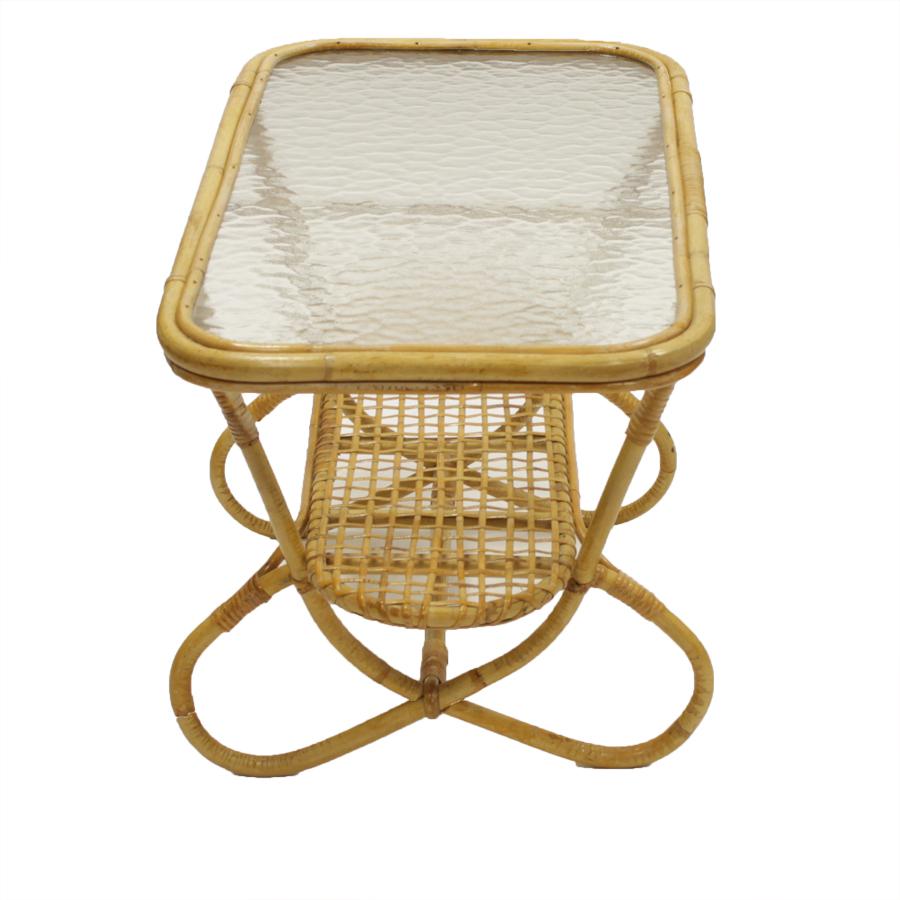 Jaren ’60 rotantafeltje met glasplaat