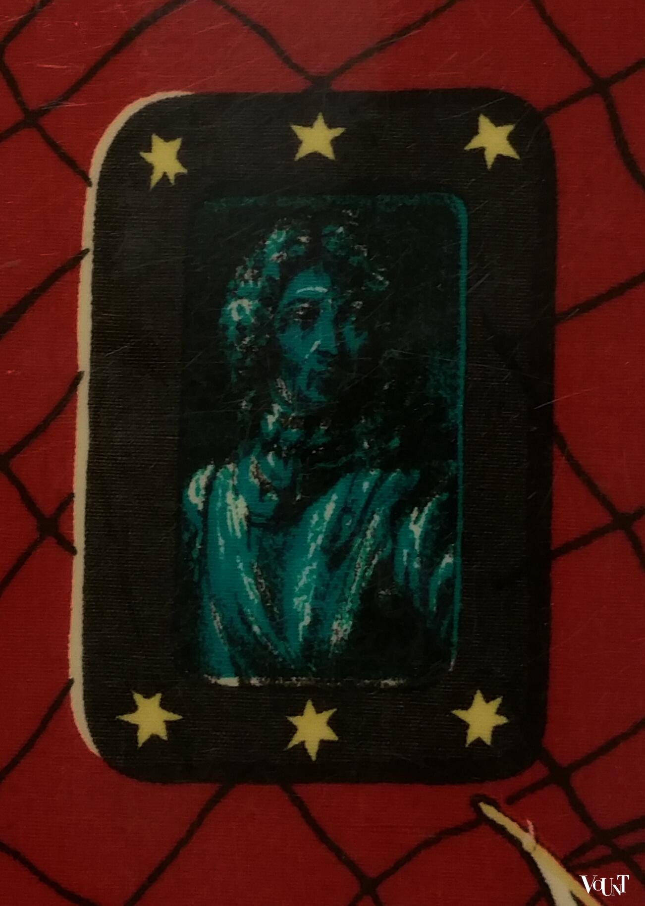 Jaren ’50 laktafel met Frans schip L’Uranie (in stijl Fornasetti)