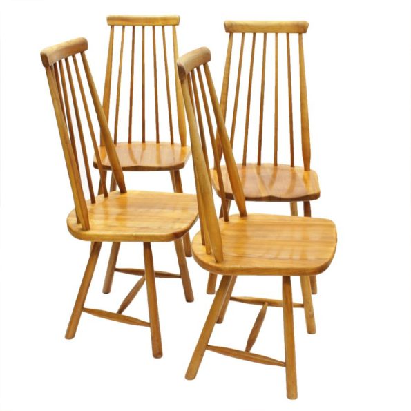 4 spijlenstoelen met hoge rugleuning, jaren '50/'60 (Tapiovaara-stijl)