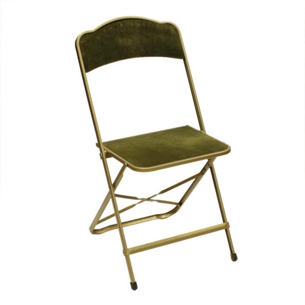 Vintage klapstoeltje met veloursbekleding
