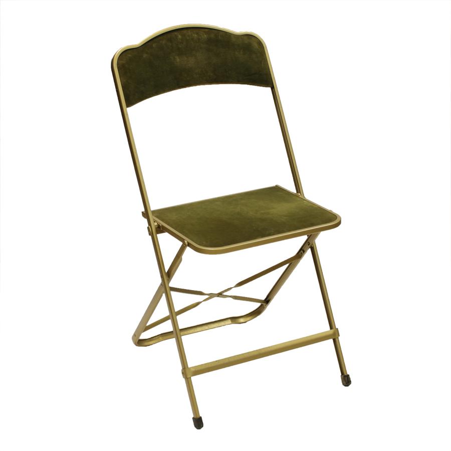 Vintage klapstoeltje met veloursbekleding
