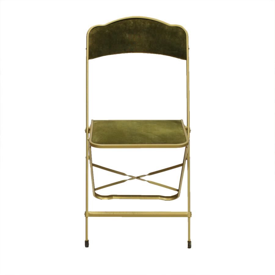 Vintage klapstoeltje met veloursbekleding