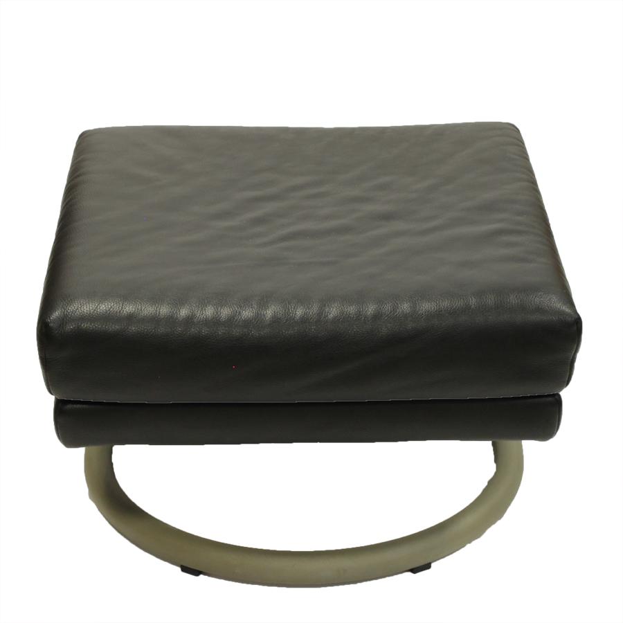 Voetenbank/hocker zwart leer