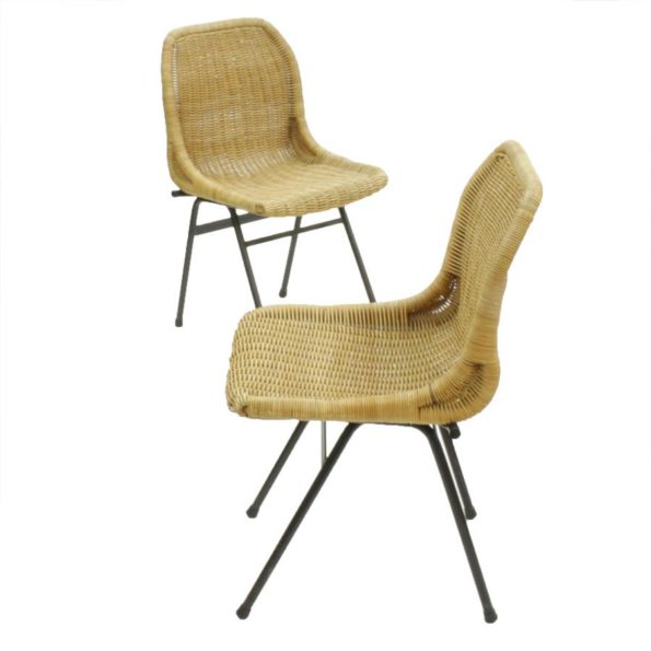 2 vintage rotanstoeltjes, Dirk van Sliedregt voor Rohé Noordwolde, jaren ‘60