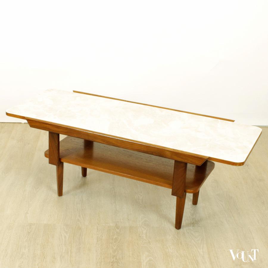Jaren ’60 salontafel met omkeerbaar blad