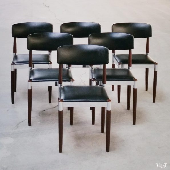 Set van 6 vintage eetkamerstoelen, jaren '60