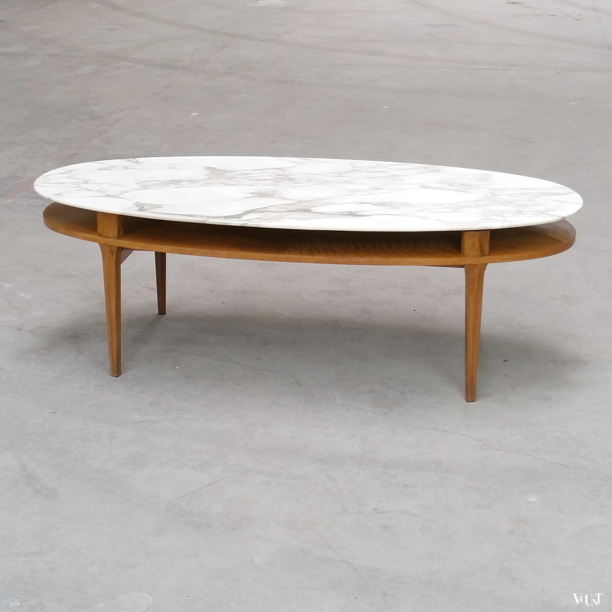 Vintage salontafel met marmeren blad, Hohnert Stil Möbel