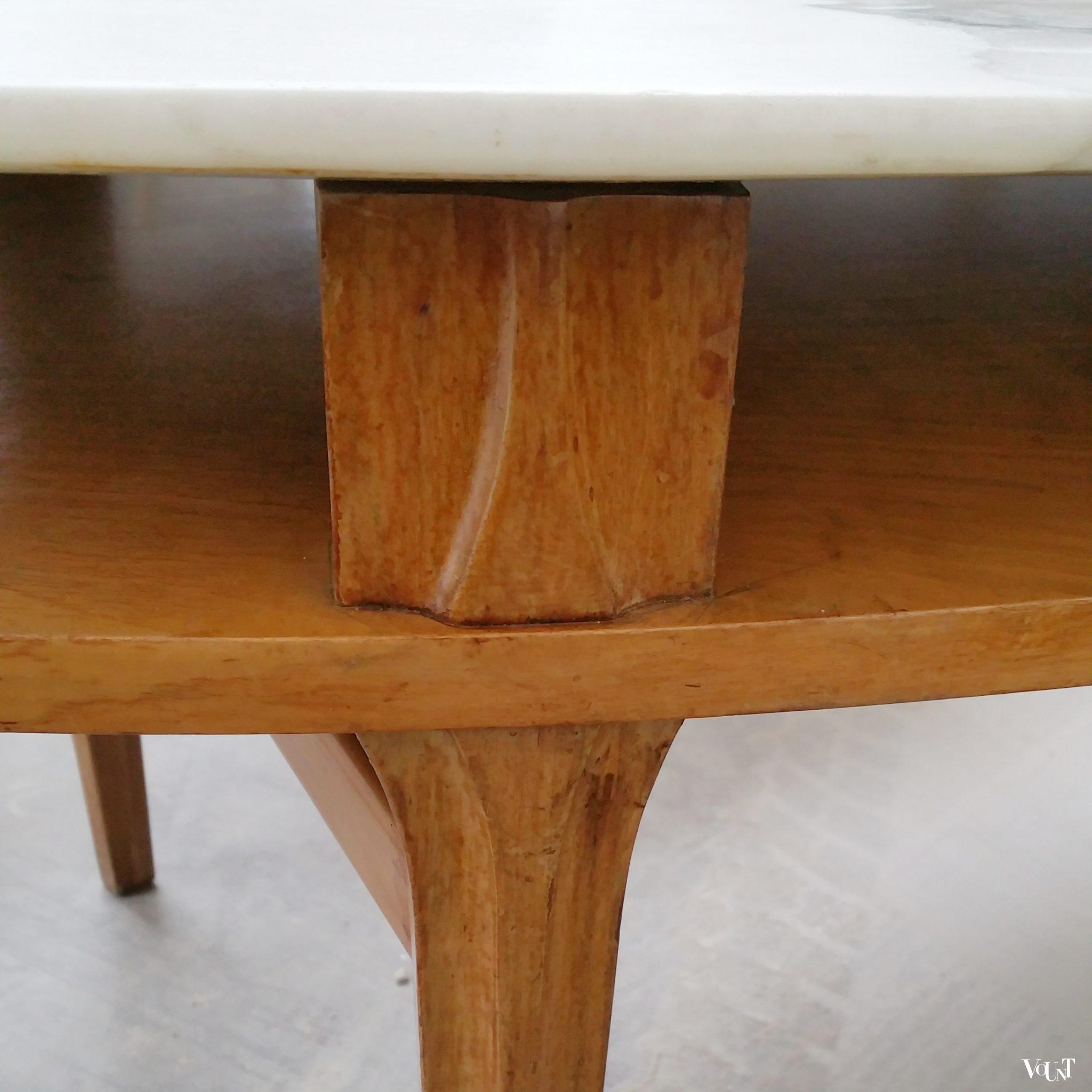 Vintage salontafel met marmeren blad, Hohnert Stil Möbel