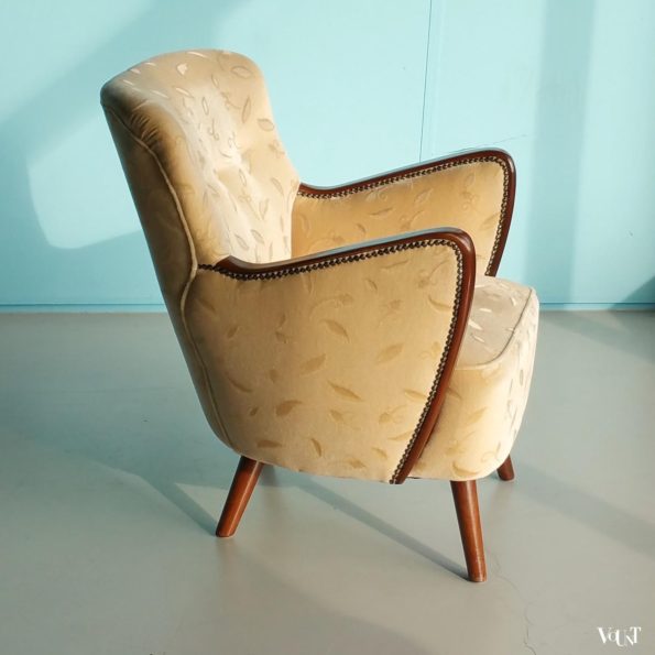Jaren '50 cocktail stoel met fluwelen bekleding