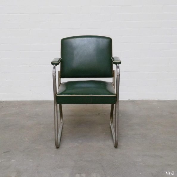 Jaren ’30 buisframe-bureaustoel groen skaileer