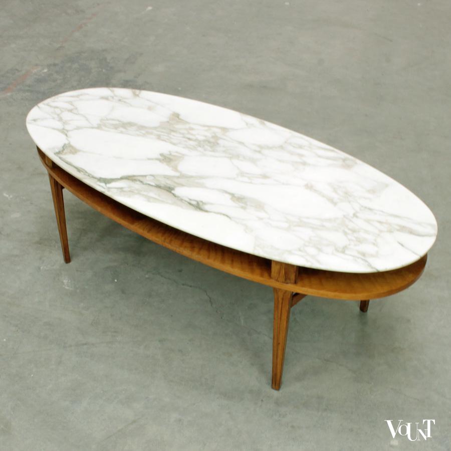 Vintage salontafel met marmeren blad, Hohnert Stil Möbel