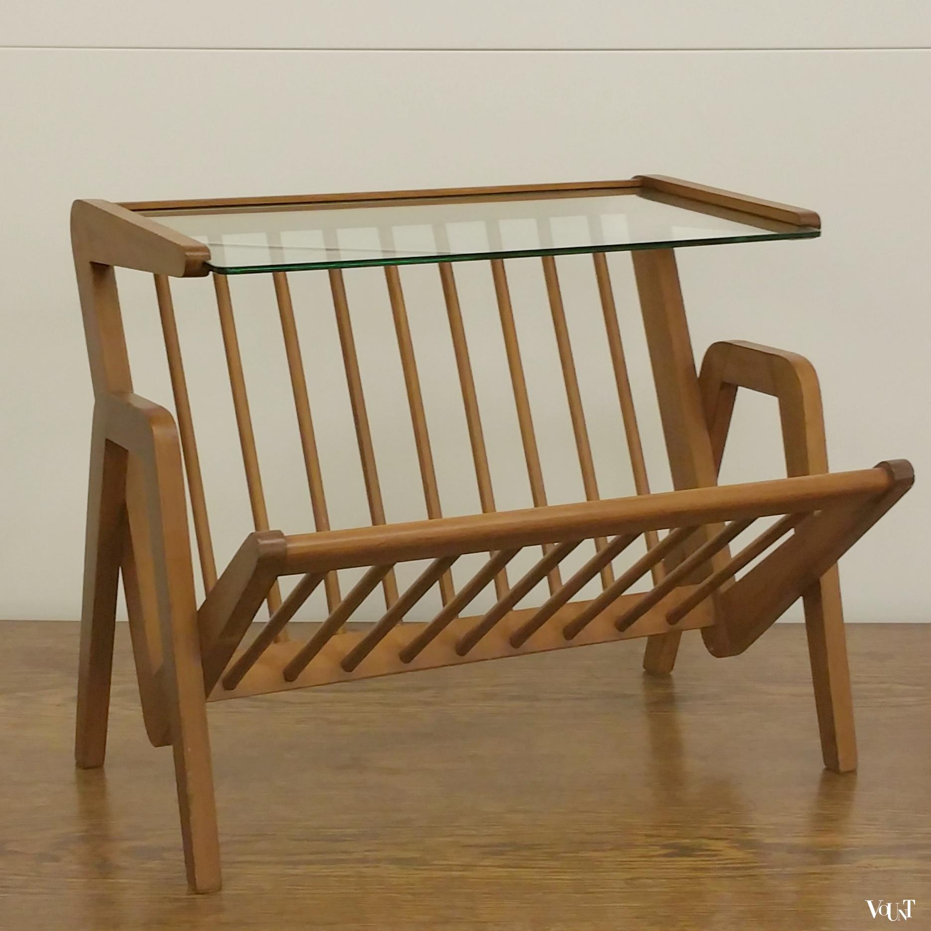 Vintage teakhouten Pastoe lectuurbak / tafeltje jaren ‘50