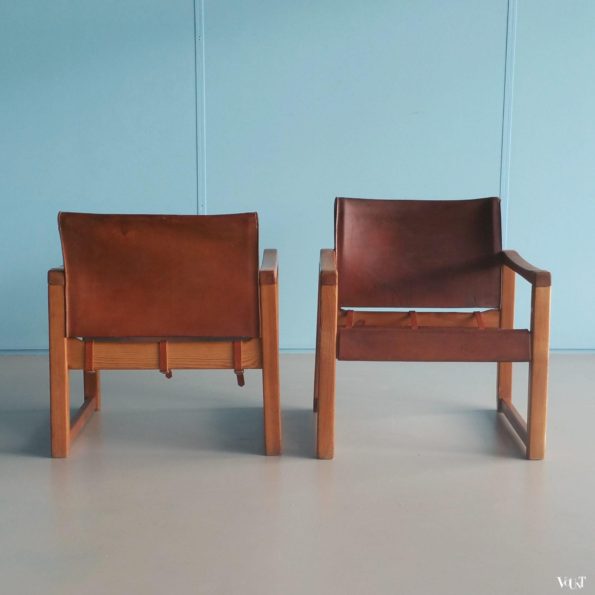 2 leren safaristoelen “Diana”, Karin Mobring, Zweden, jaren ‘70