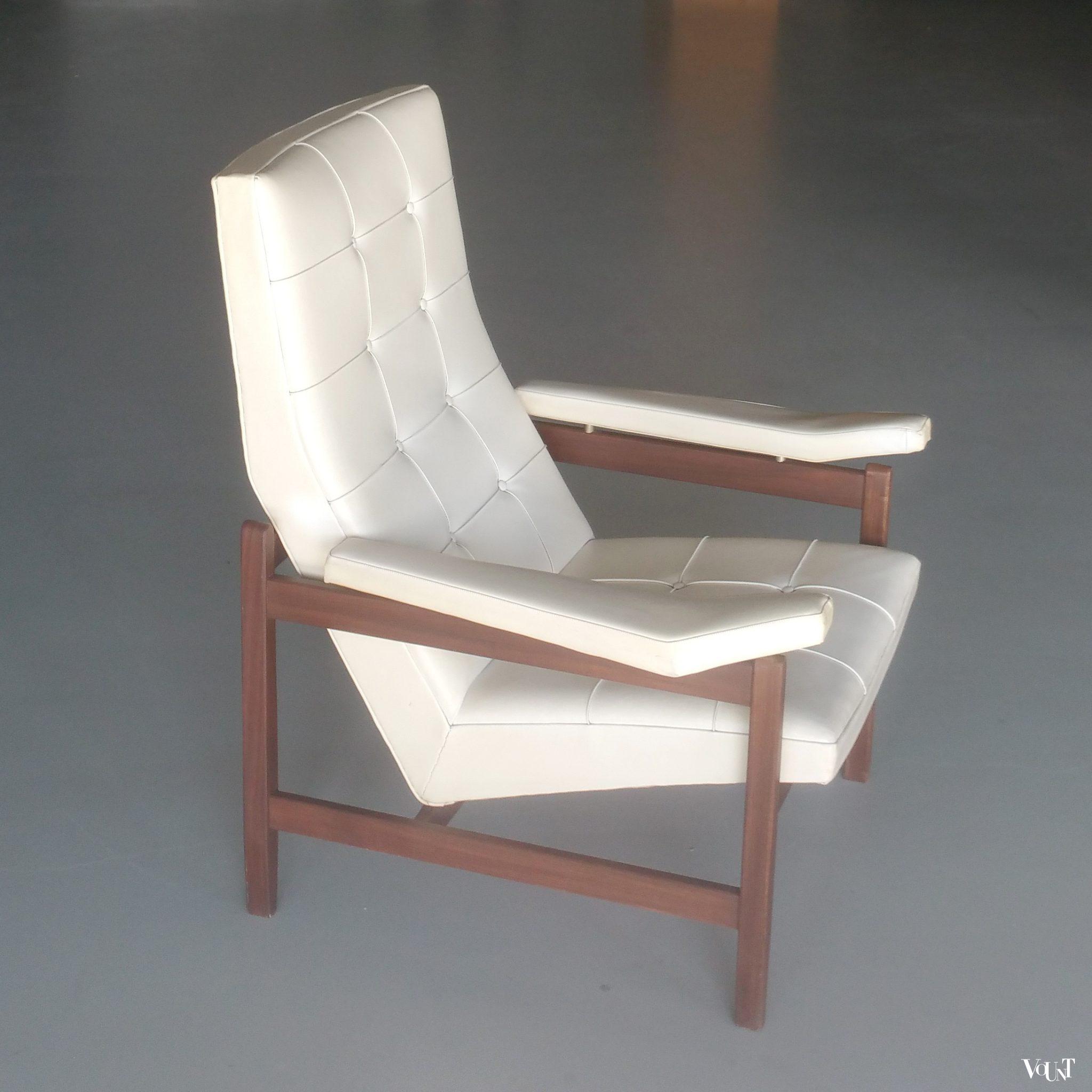 Jaren '50/'60 skaileren fauteuil met teakhouten frame