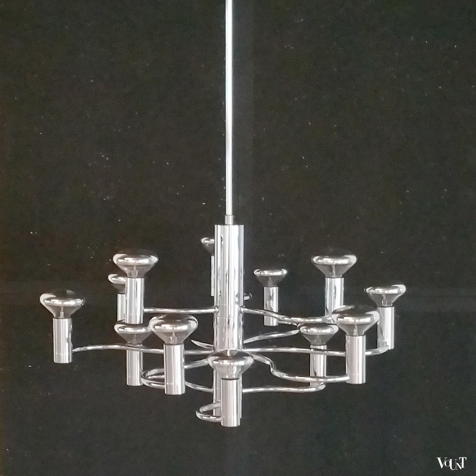 Jaren ’70 hanglamp met 12 lichtpunten, Massive, België