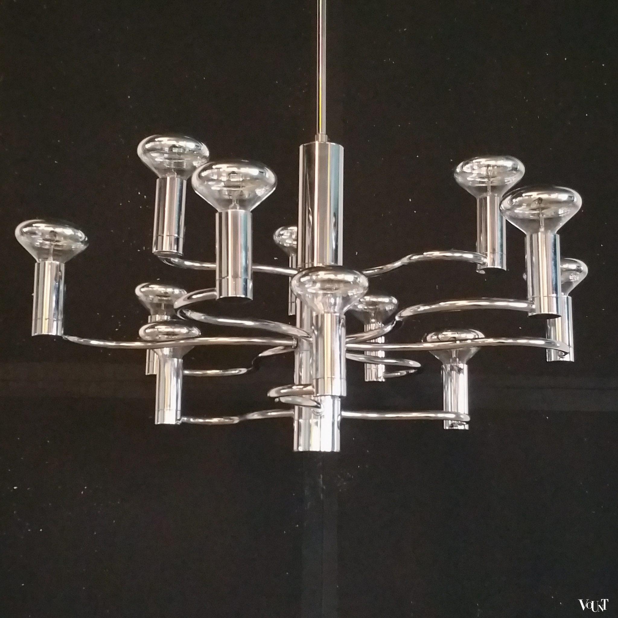 Jaren ’70 hanglamp met 12 lichtpunten, Massive, België