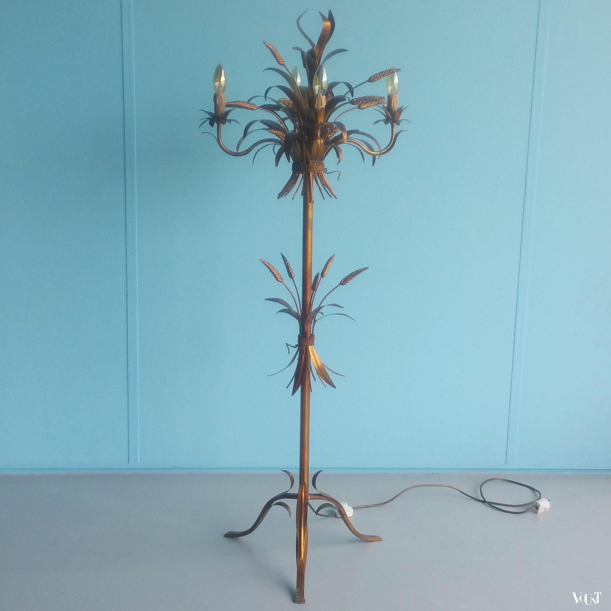 Vintage staande “korenarenlamp”, Coco Chanel-/Hollywood Regency-stijl