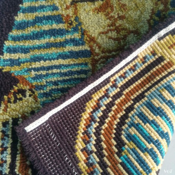 Jaren ’70 handgeknoopt Smyrna-wandkleed in Hollywood Regency-stijl