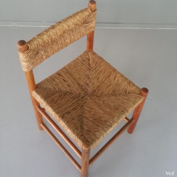 6 jaren ’50 houten rietgematte stoelen, (in de stijl van) Charlotte Perriand, jaren '50