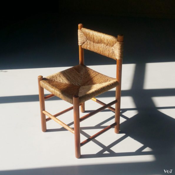 6 jaren ’50 houten rietgematte stoelen, (in de stijl van) Charlotte Perriand, jaren '50