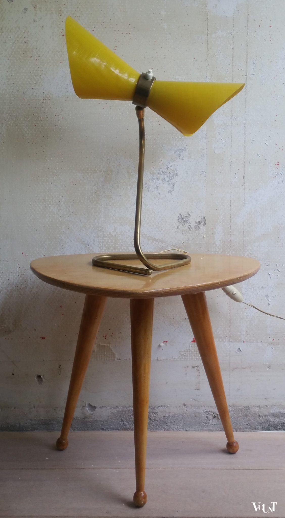 Jaren ’50 Franse gele diabolo tafellamp