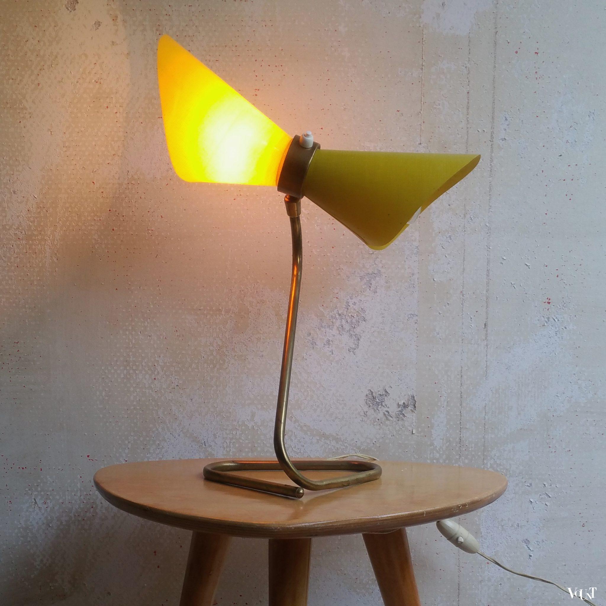 Jaren ’50 Franse gele diabolo tafellamp