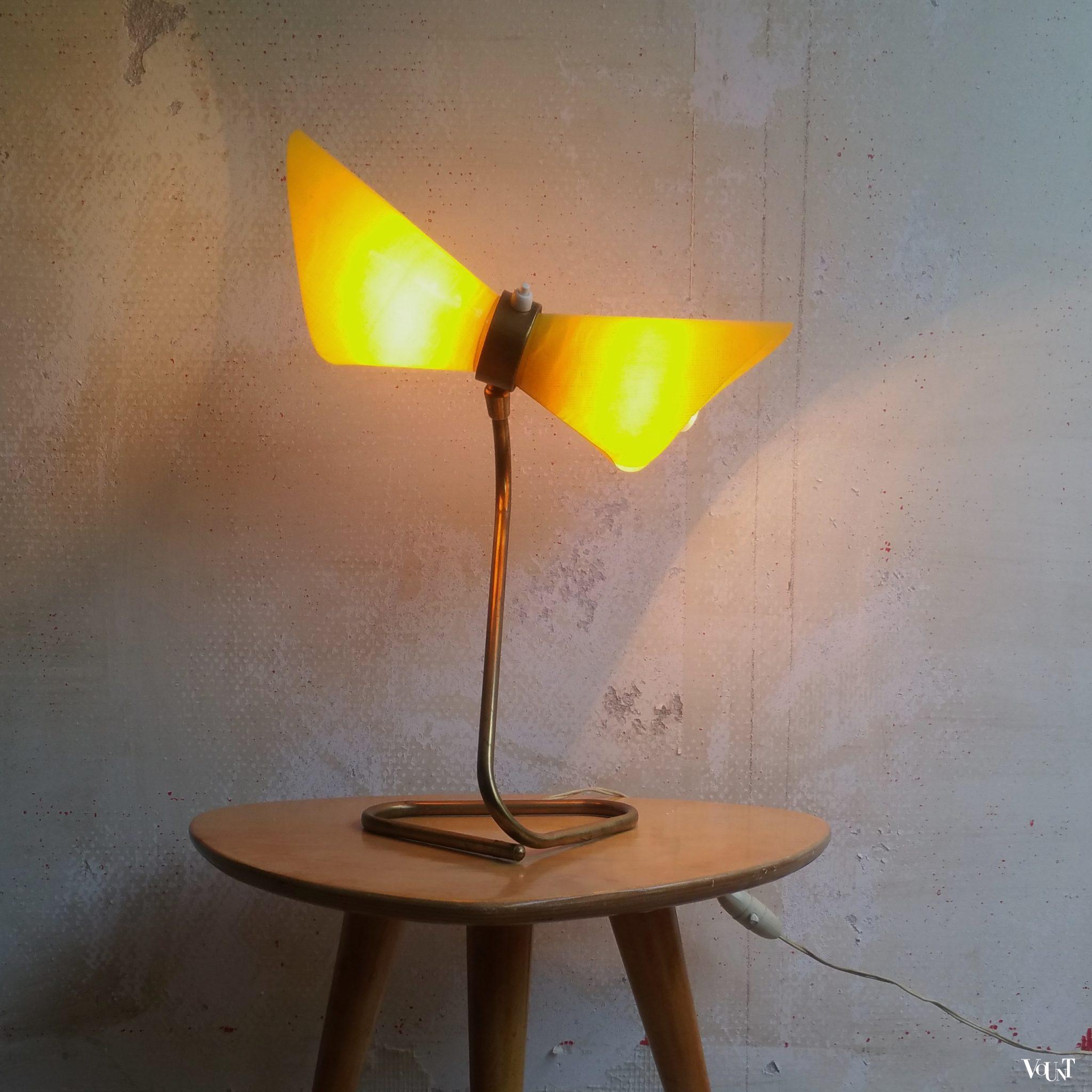 Jaren ’50 Franse gele diabolo tafellamp