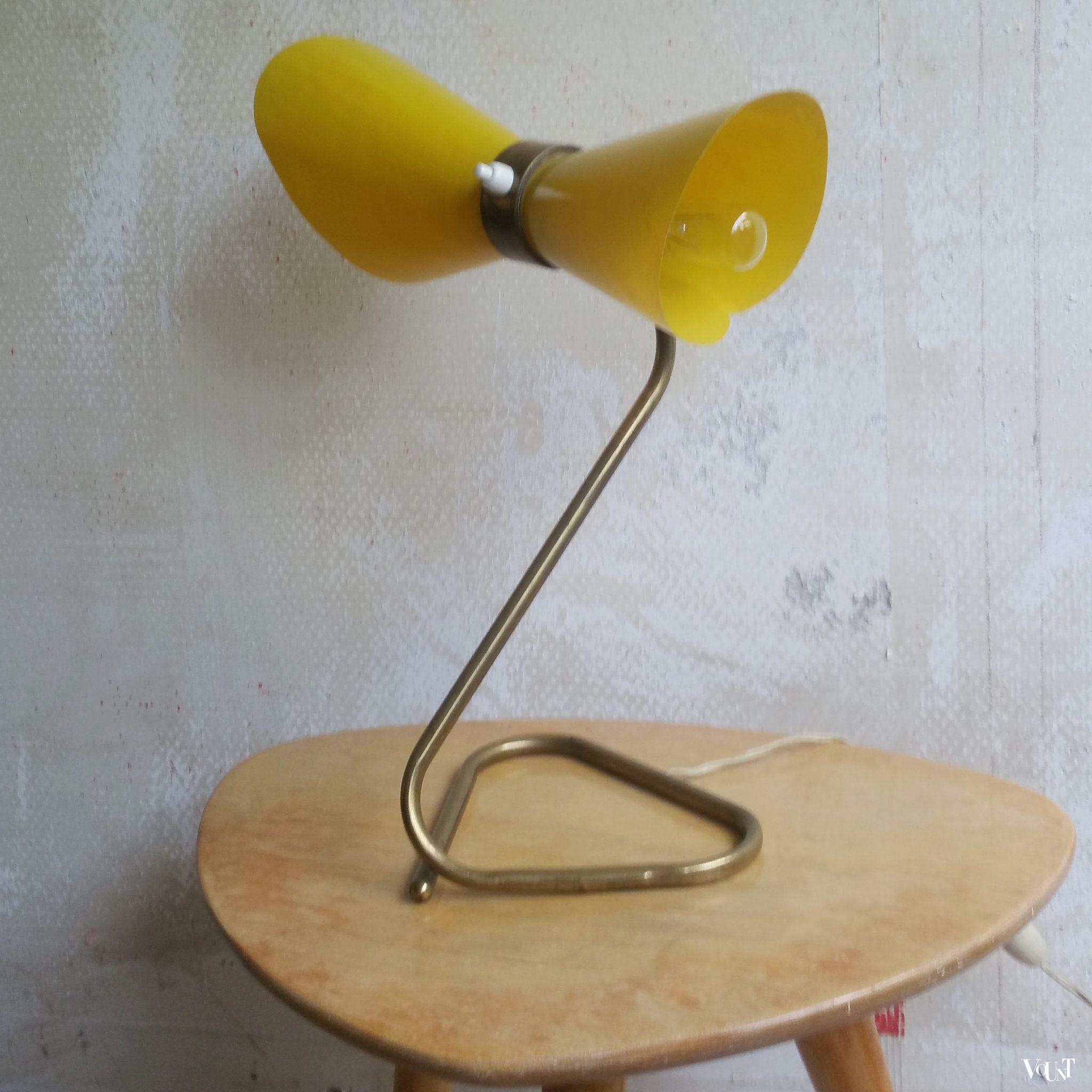 Jaren ’50 Franse gele diabolo tafellamp