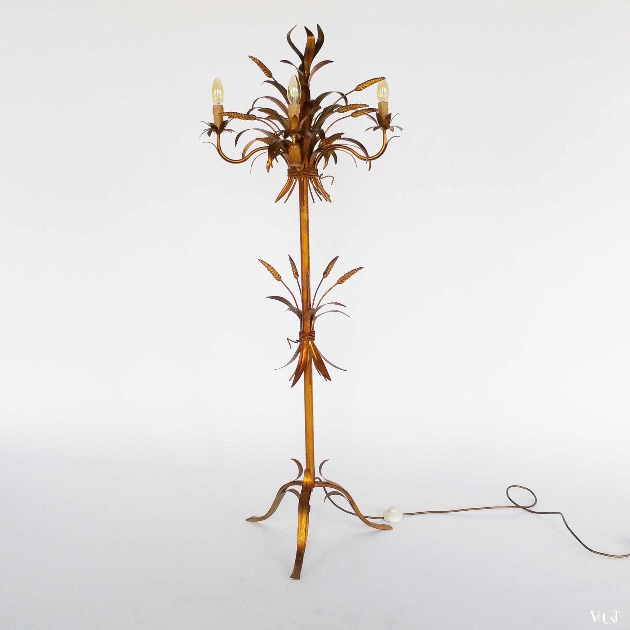 Vintage staande “korenarenlamp”, Coco Chanel-/Hollywood Regency-stijl