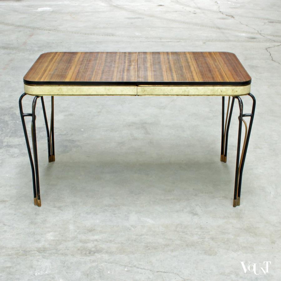 Uitschuifbare tafel met metalen poten, jaren '50/'60