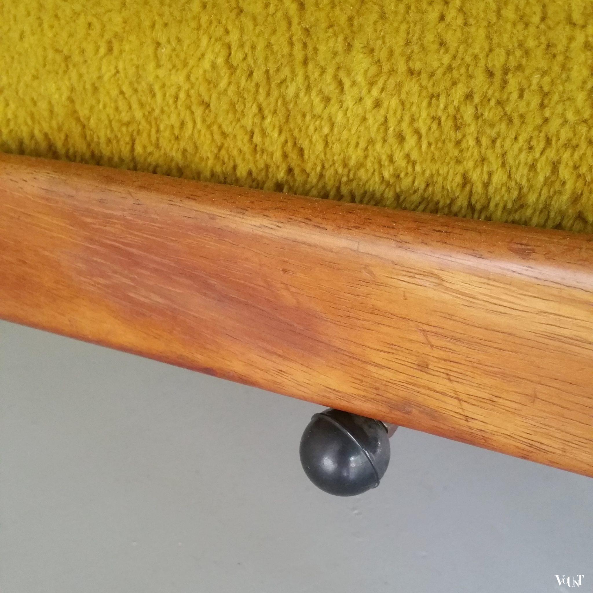 Jaren '50 kantelbare teakhouten fauteuil