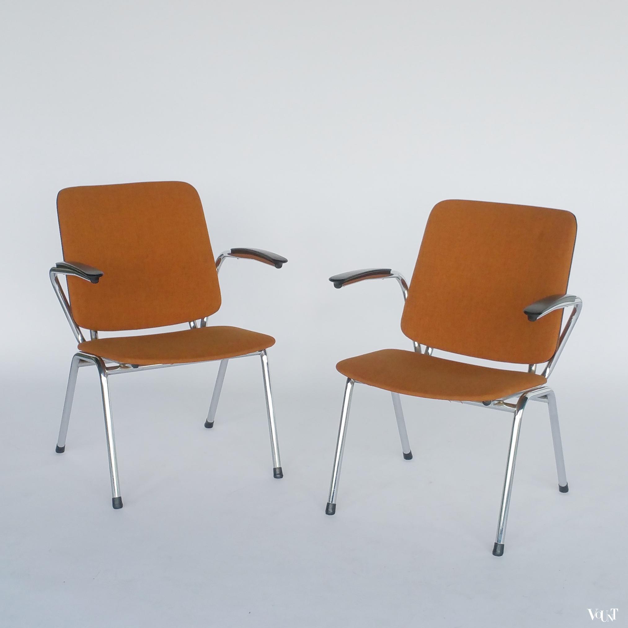Set van 2 oranje vintage stoelen, Jami, jaren '70