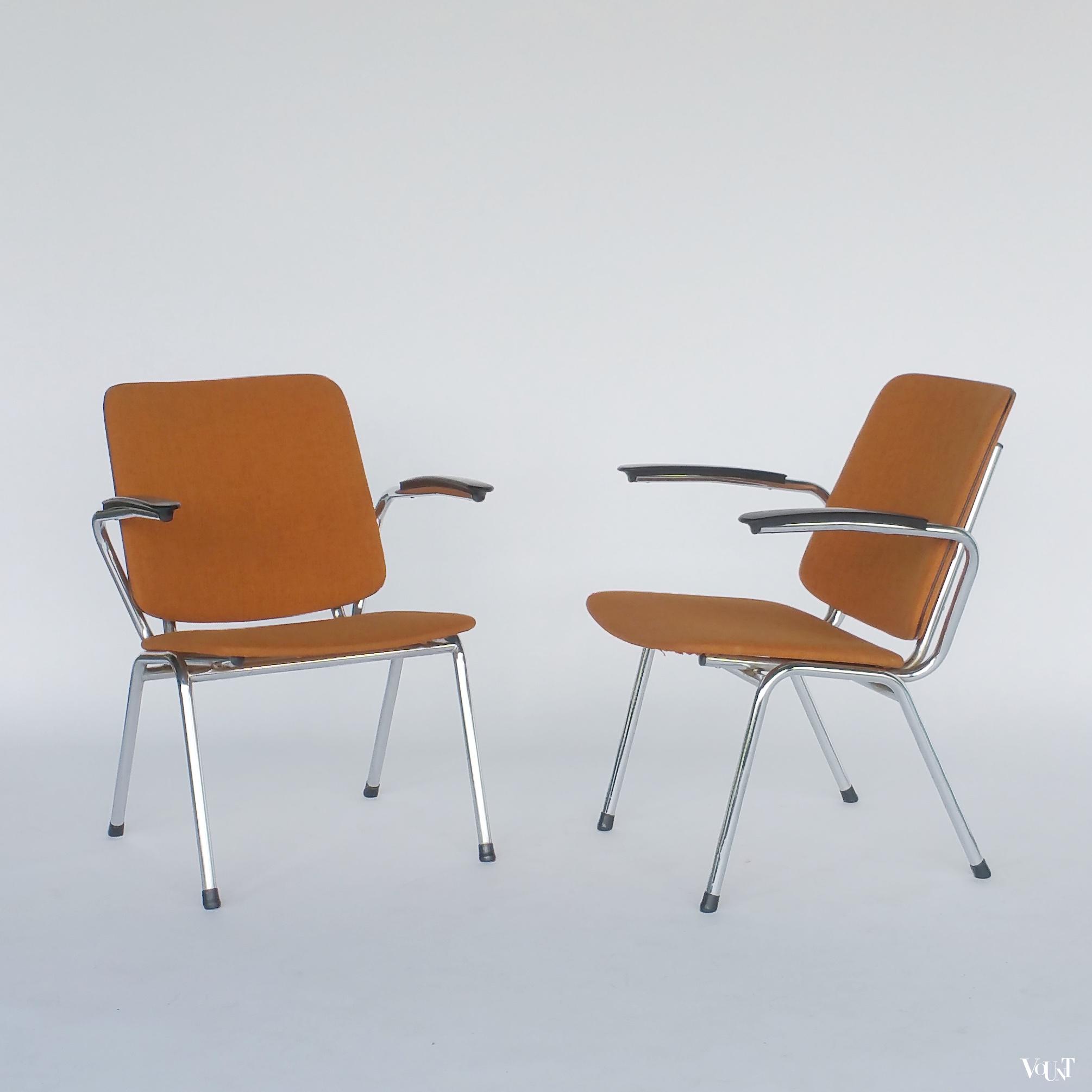 Set van 2 oranje vintage stoelen, Jami, jaren '70