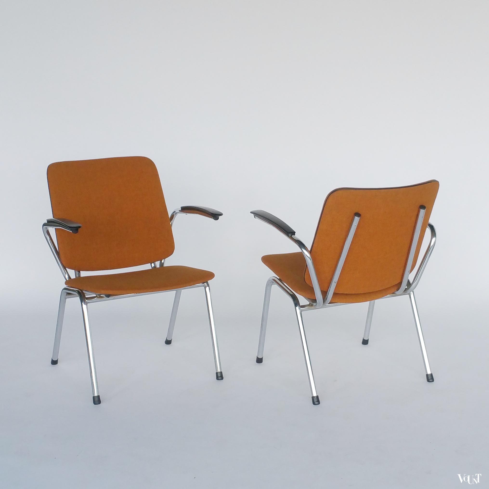 Set van 2 oranje vintage stoelen, Jami, jaren '70