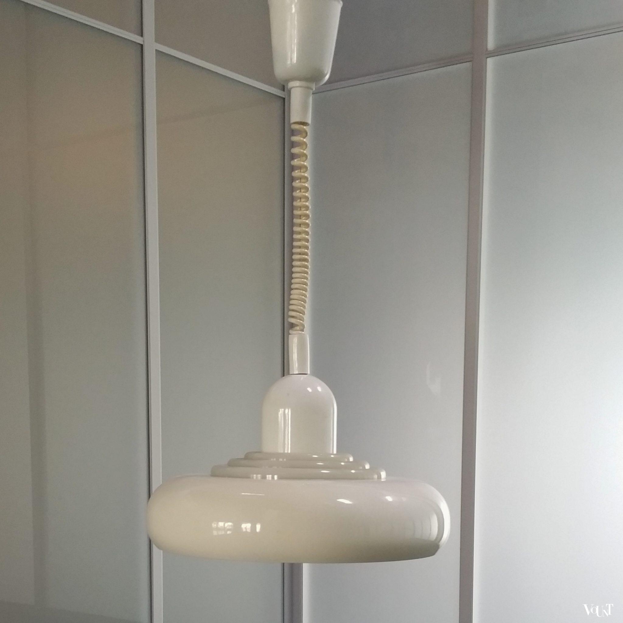 In hoogte verstelbare metalen hanglamp, Knud Christensen Electric, jaren '70