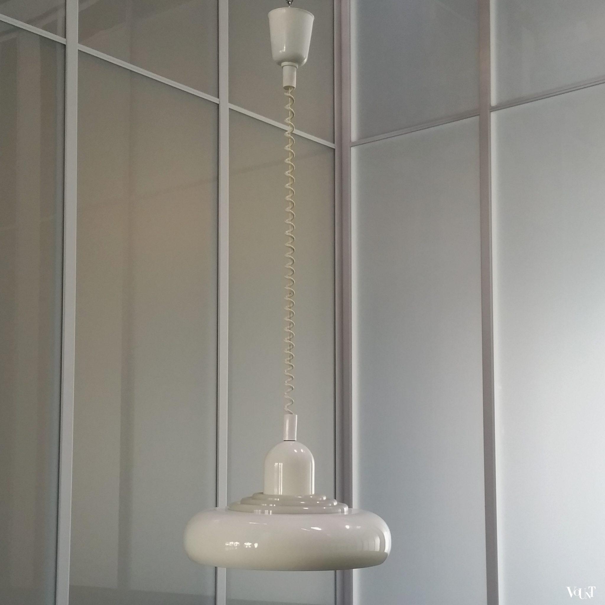 In hoogte verstelbare metalen hanglamp, Knud Christensen Electric, jaren '70