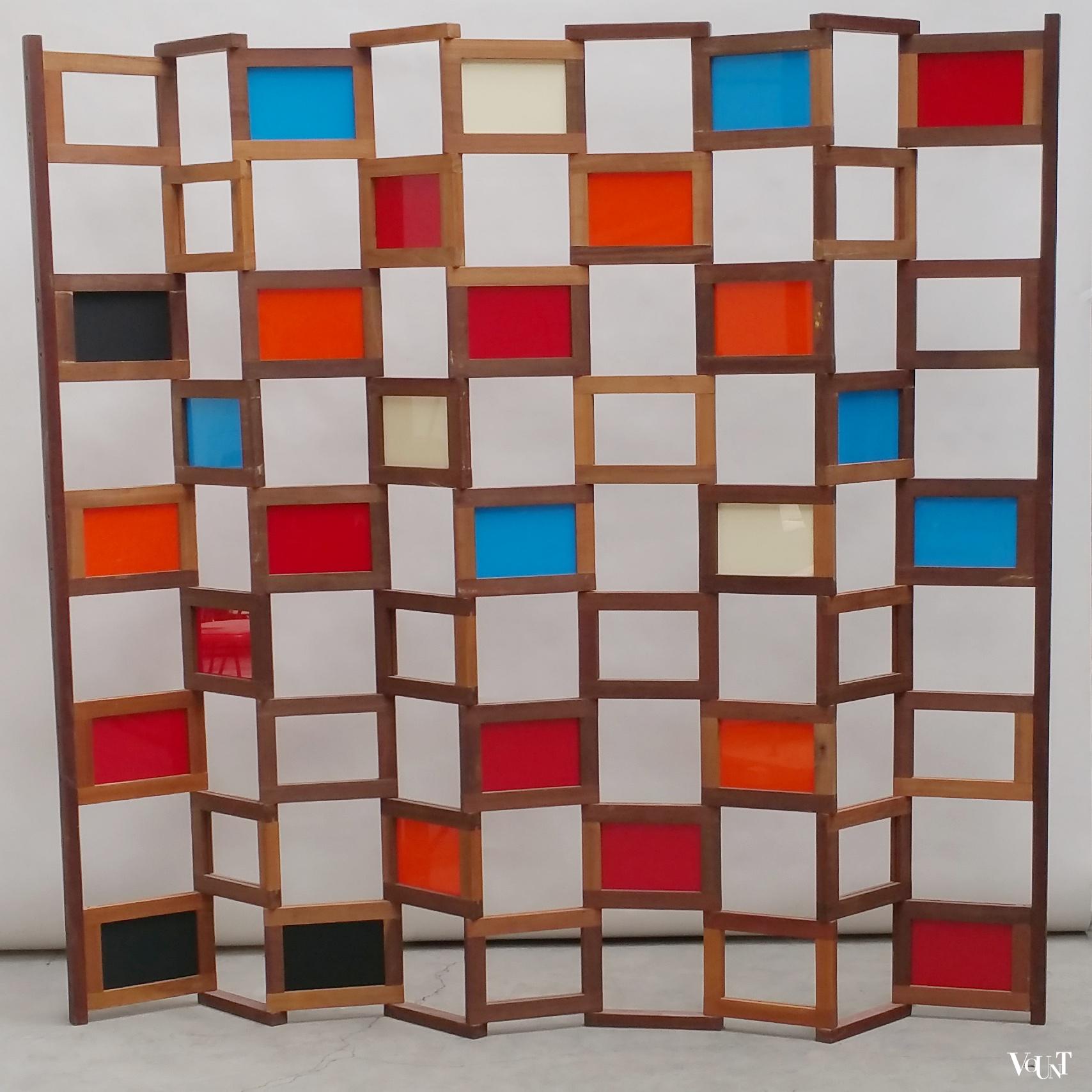 Massief teakhouten kamerscherm / room divider, ca. 2000