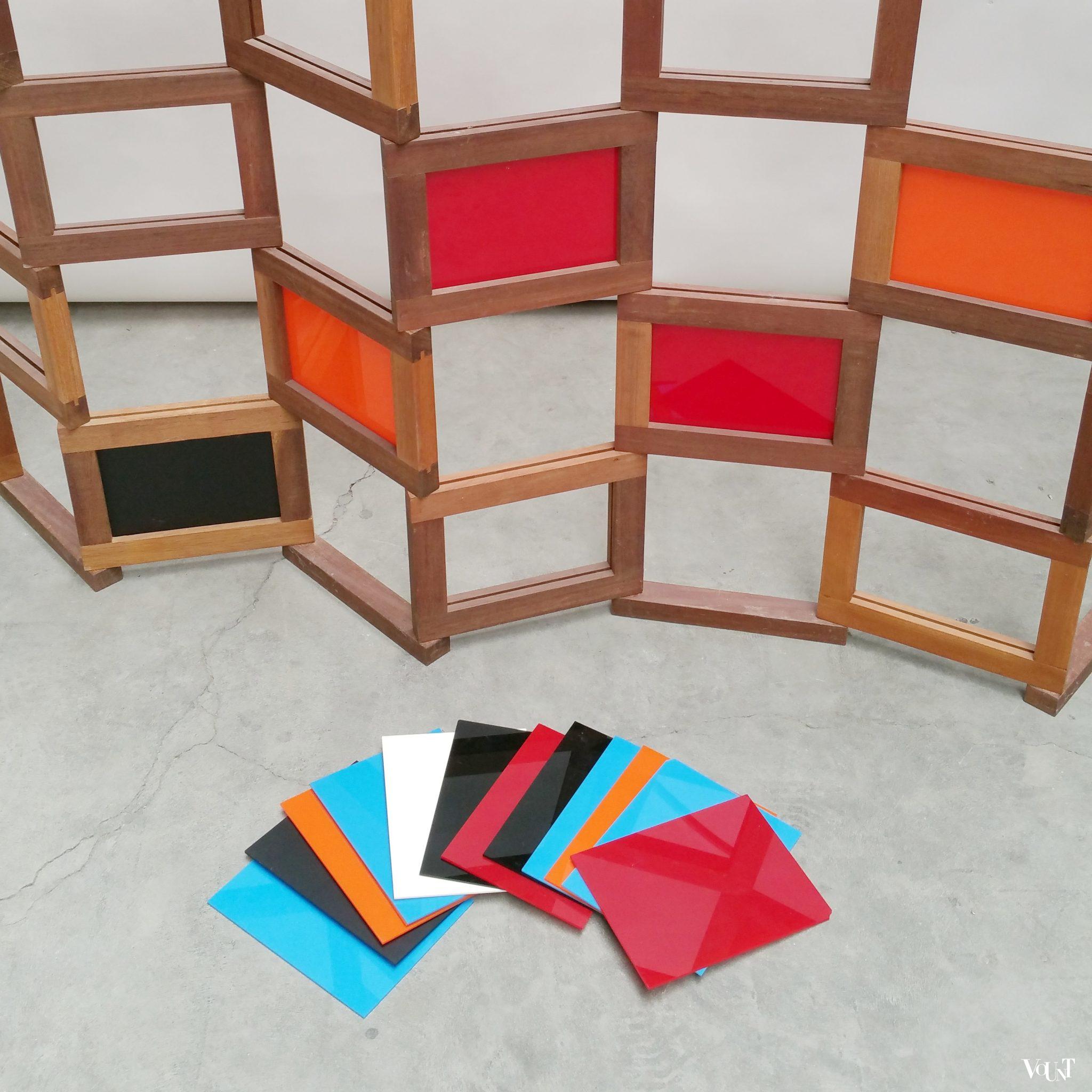 Massief teakhouten kamerscherm / room divider, ca. 2000