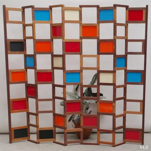 Massief teakhouten kamerscherm / room divider, ca. 2000