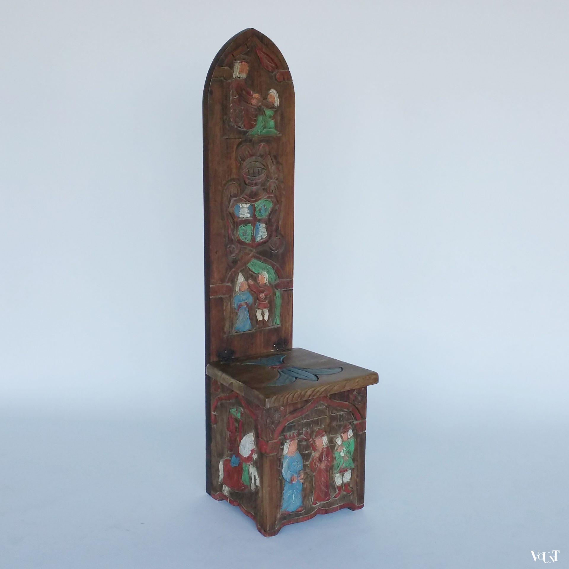 Spaanse houten mudejar stoel, begin 20e eeuw