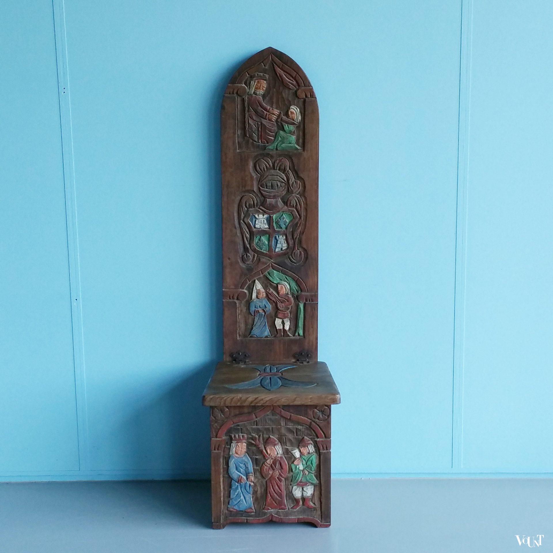 Spaanse houten mudejar stoel, begin 20e eeuw