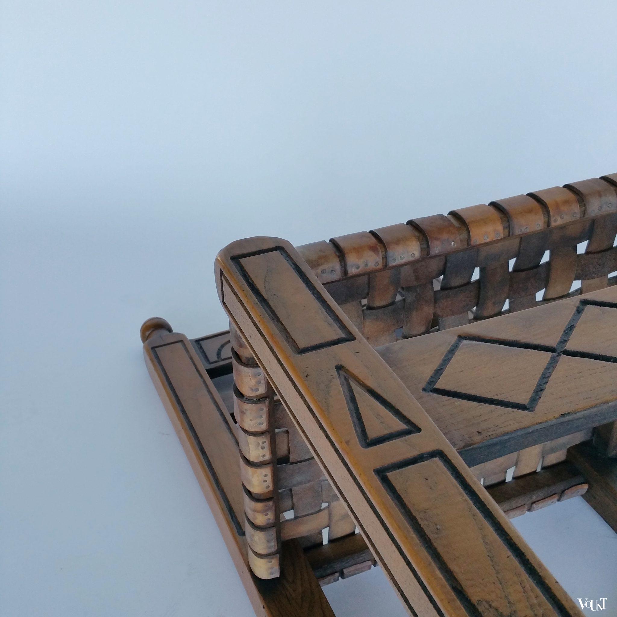 Spaans stoeltje met geweven leren zitting, jaren '60