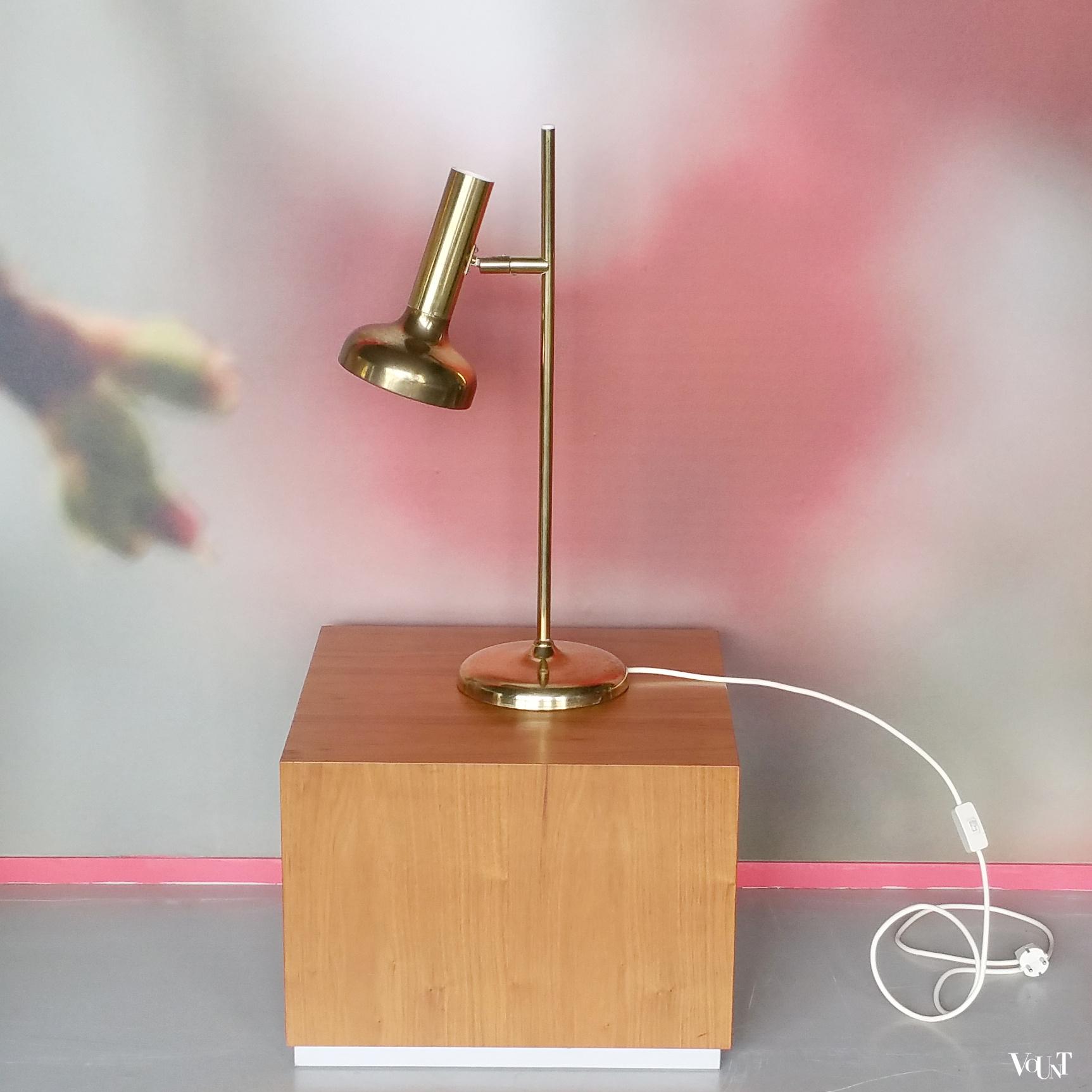 Vintage messing tafellamp, Koch & Lowy OMI (VS), jaren '60