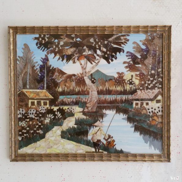 Vintage Aziatische wanddecoratie met vlinders