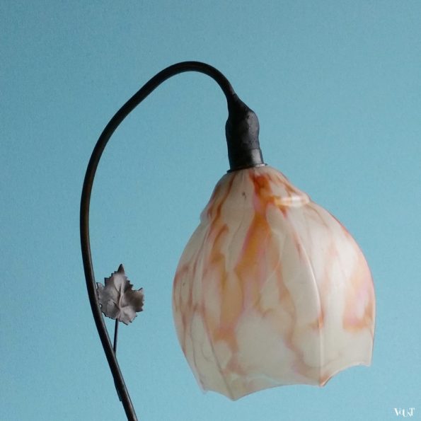Lamp beeld strijder met bijl en schild, Emile Bruchon, Frankrijk, eind 19e eeuw